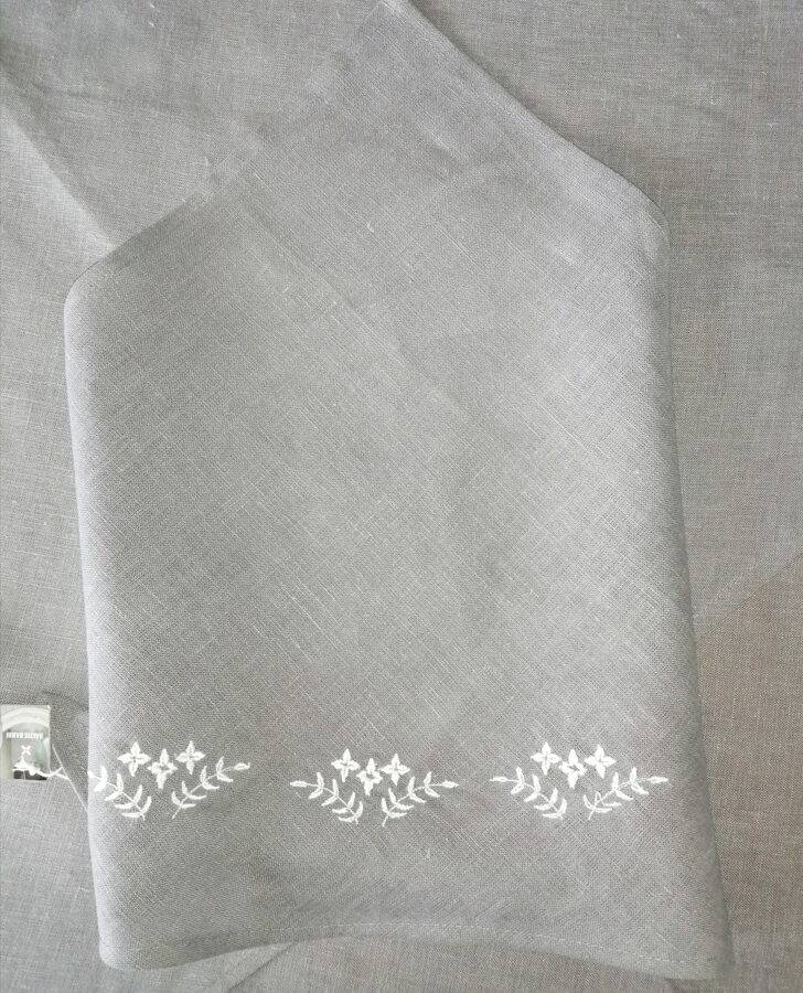 Embroidered linen headscarf