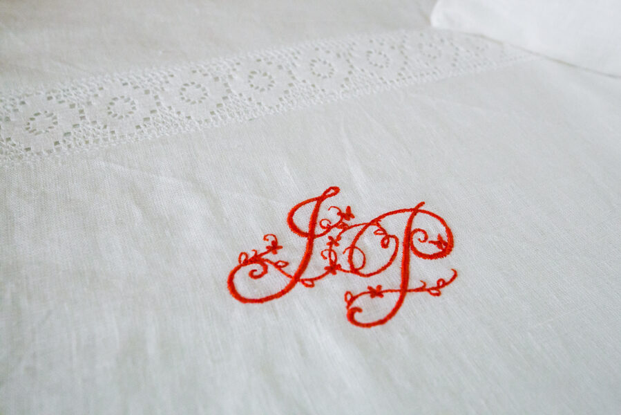 Embroidered linen duvet cover